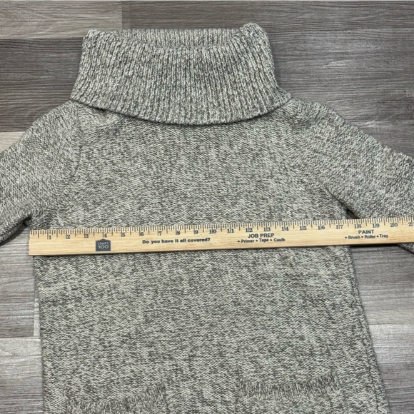 LOFT Cowl Neck Patch Pocket Tunic Sweater | Gray & White | Size XS - Picture 8 of 9